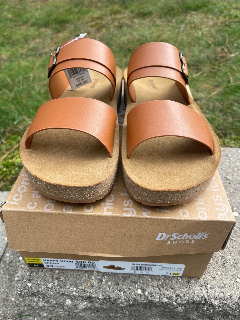 Dr Scholl’s Happy Hour Honey Double Strap Buckle Sandals Size 11M NWT